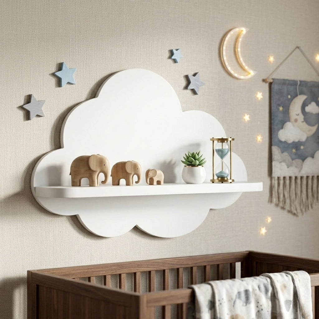 3 Set Handmade Wooden Cloud-Shaped Wall Mounted Floating Shelf