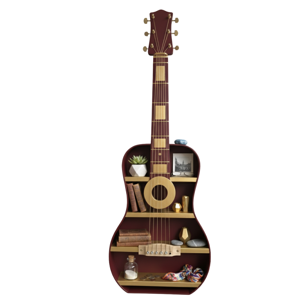 Guitar-Shaped Wall Mounted Decorative Shelf