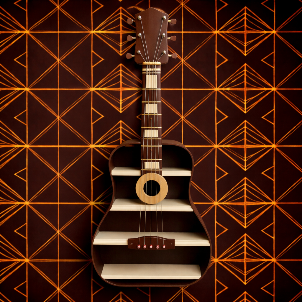Guitar-Shaped Wall Mounted Decorative Shelf
