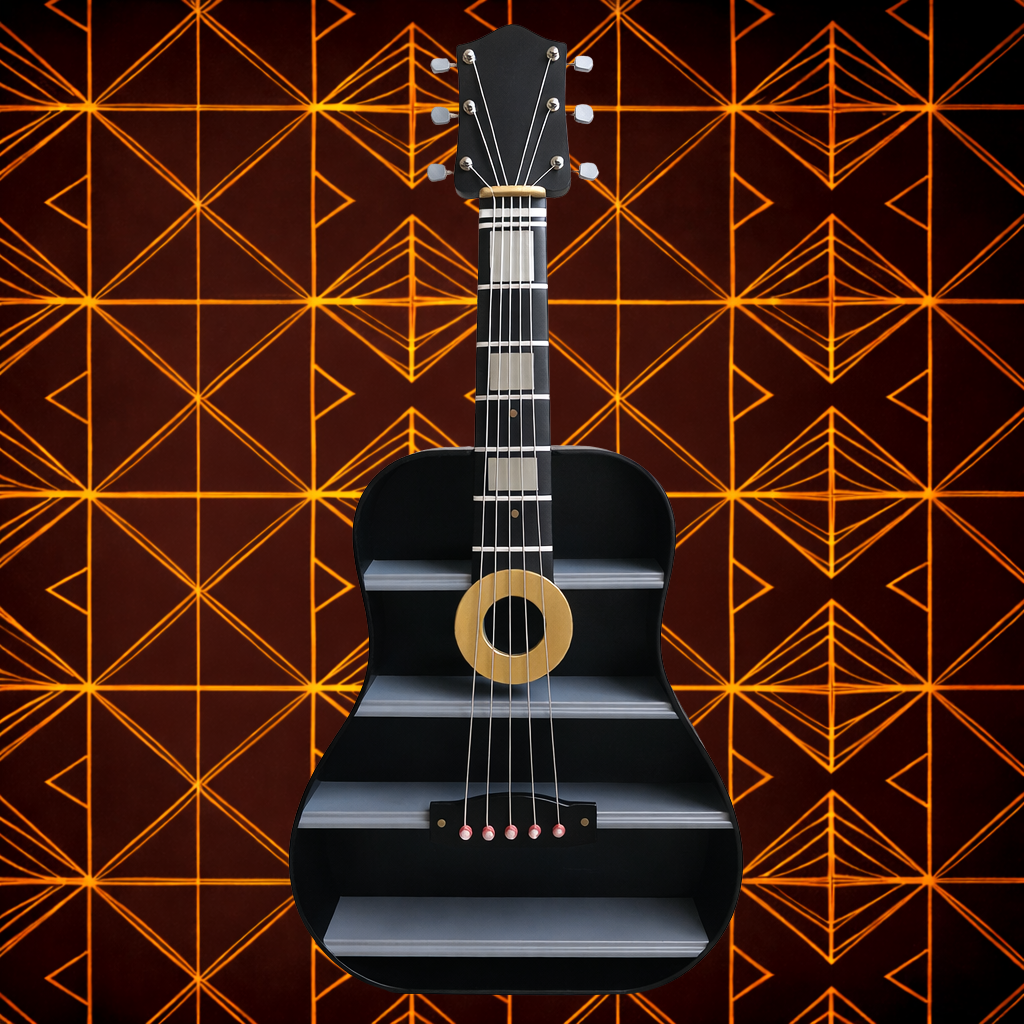Handmade Wooden Guitar-Shaped Wall Mounted Decorative Shelf