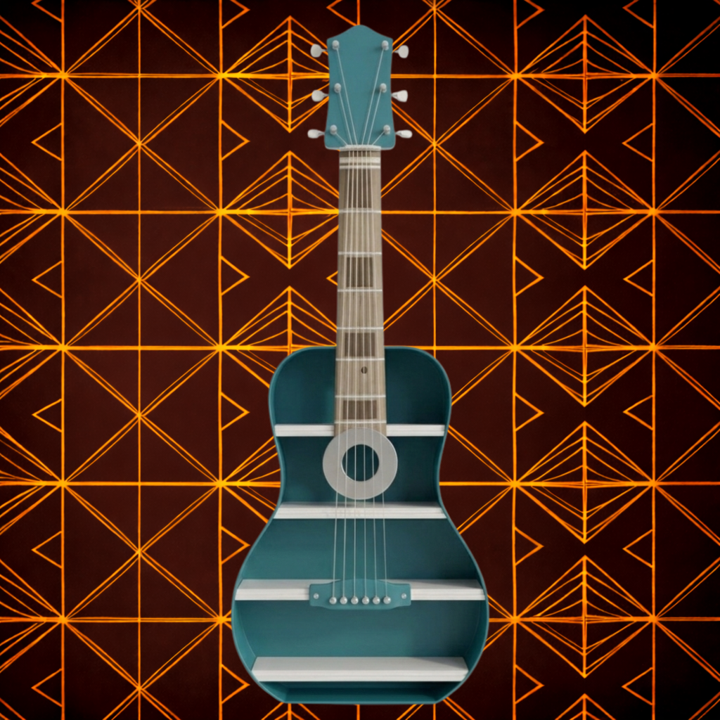 Handmade Wooden Guitar-Shaped Wall Mounted Decorative Shelf