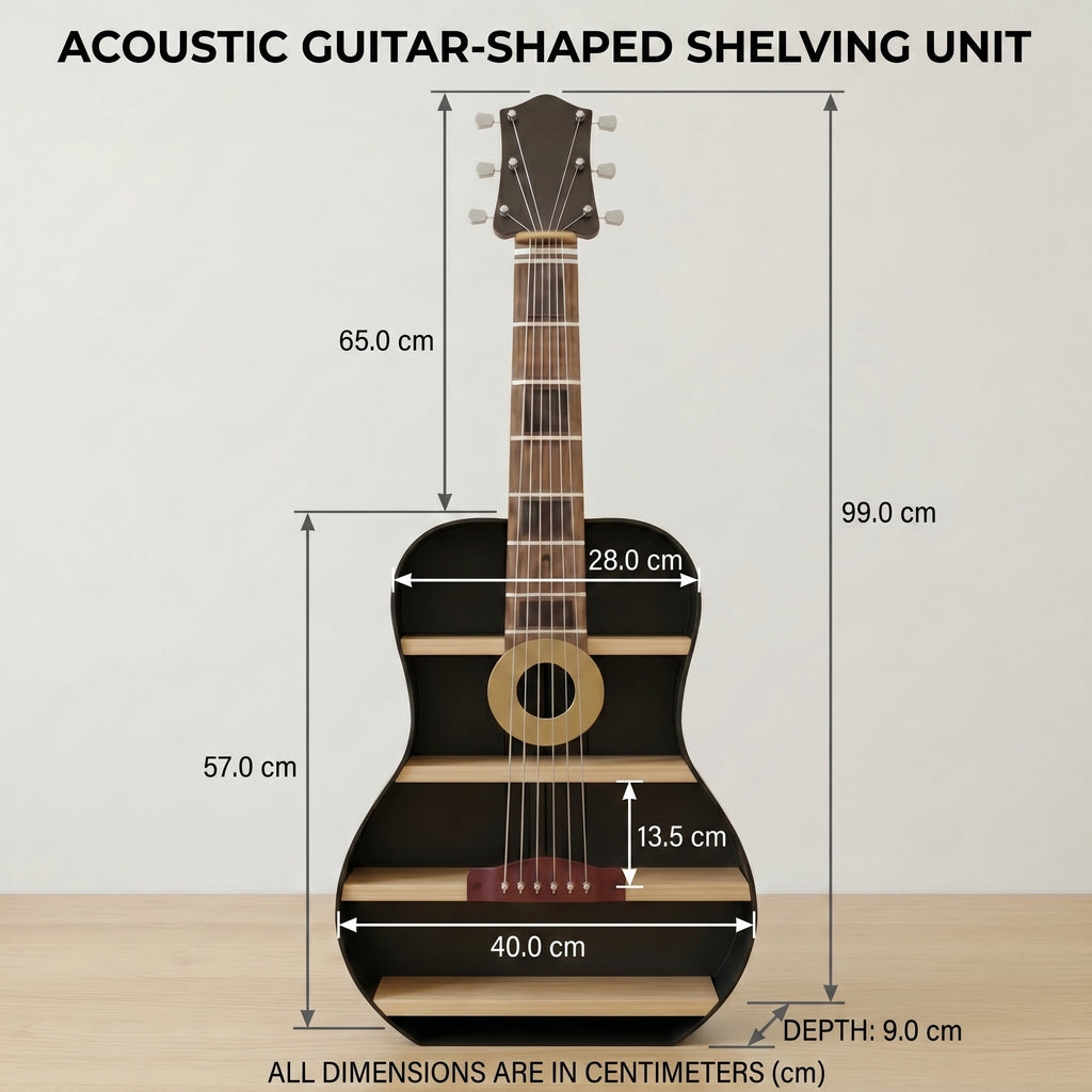 Handmade Wooden Guitar-Shaped Wall Mounted Decorative Shelf