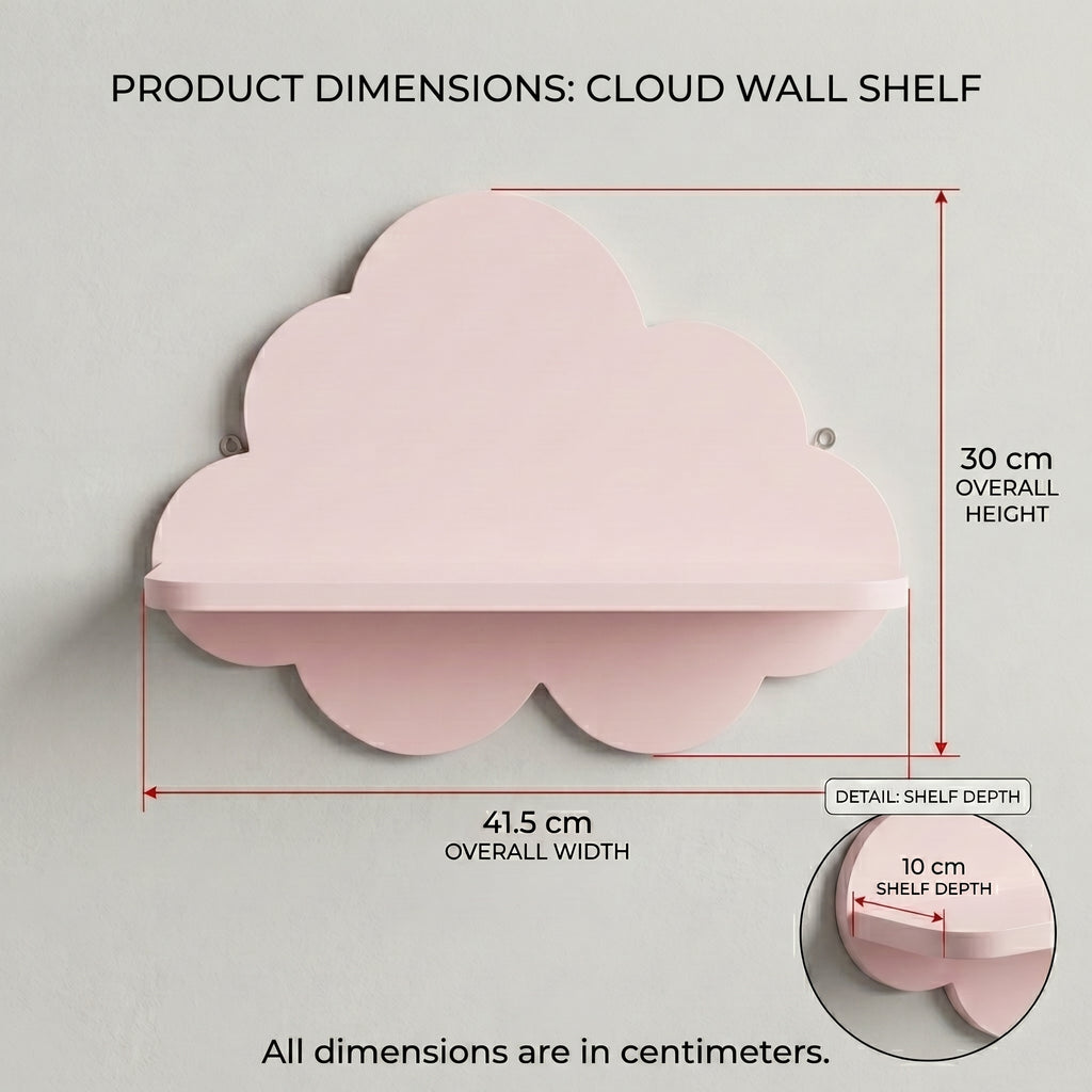 3 Set Handmade Wooden Cloud-Shaped Wall Mounted Floating Shelf